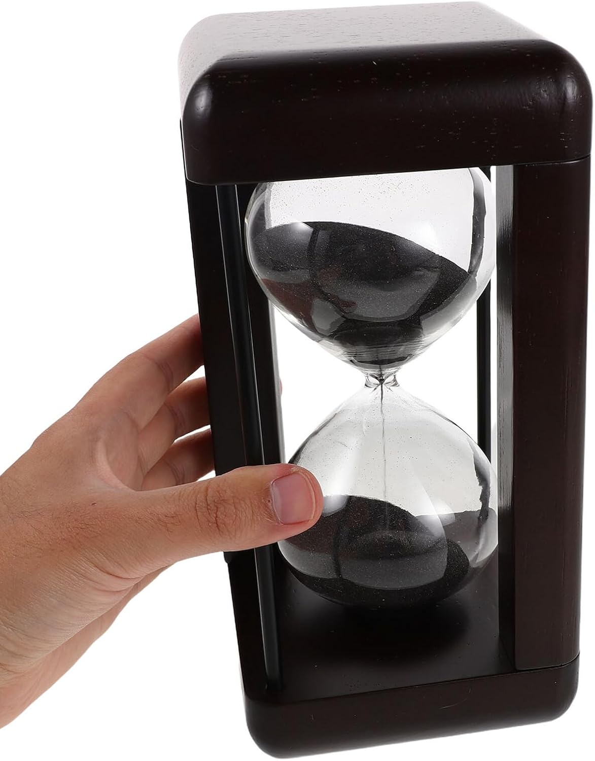 ガラス製砂時計タイマー 30分計 無垢材フレーム ヴィンテージ装飾デスクトップ用 家庭 オフィス レストランの管理