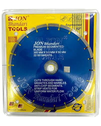 Image of Jon Bhandari Tools 12 inch Premium Segmented Diamond Cutting Blade for Marble, Granite, Tiles & Stones | 300mm Stone Cutter Blade for Angle Grinder | Heavy-Duty Blade for Wet & Dry Cutting (1pc)