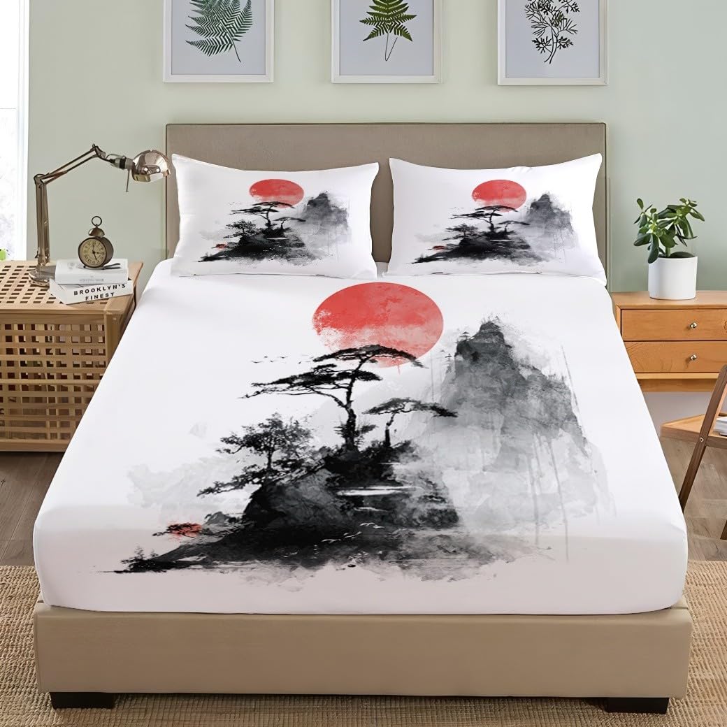 Blanc Drap-Housse en Microfibre Brossée 200x200 cm Bonnet 30cm