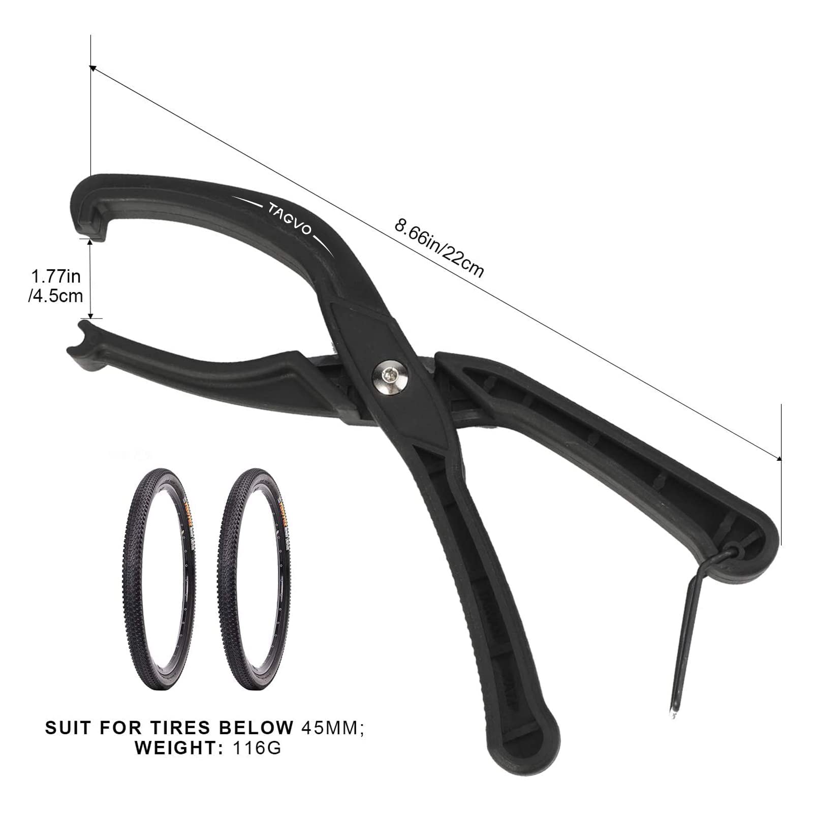 TAGVO Leva bici da bicicletta, strumenti di riparazione pneumatici per bici a risparmio di lavoro Attrezzi per biciclette con maniglia antiscivolo per bici da strada Mountain bike, neri