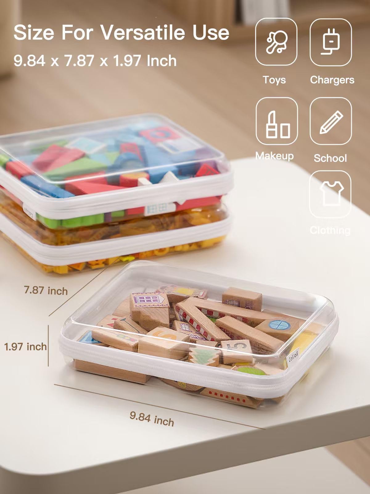 Amazon.com: CoiiJoii 3PCS Large Clear Hard Shell Zippered Case