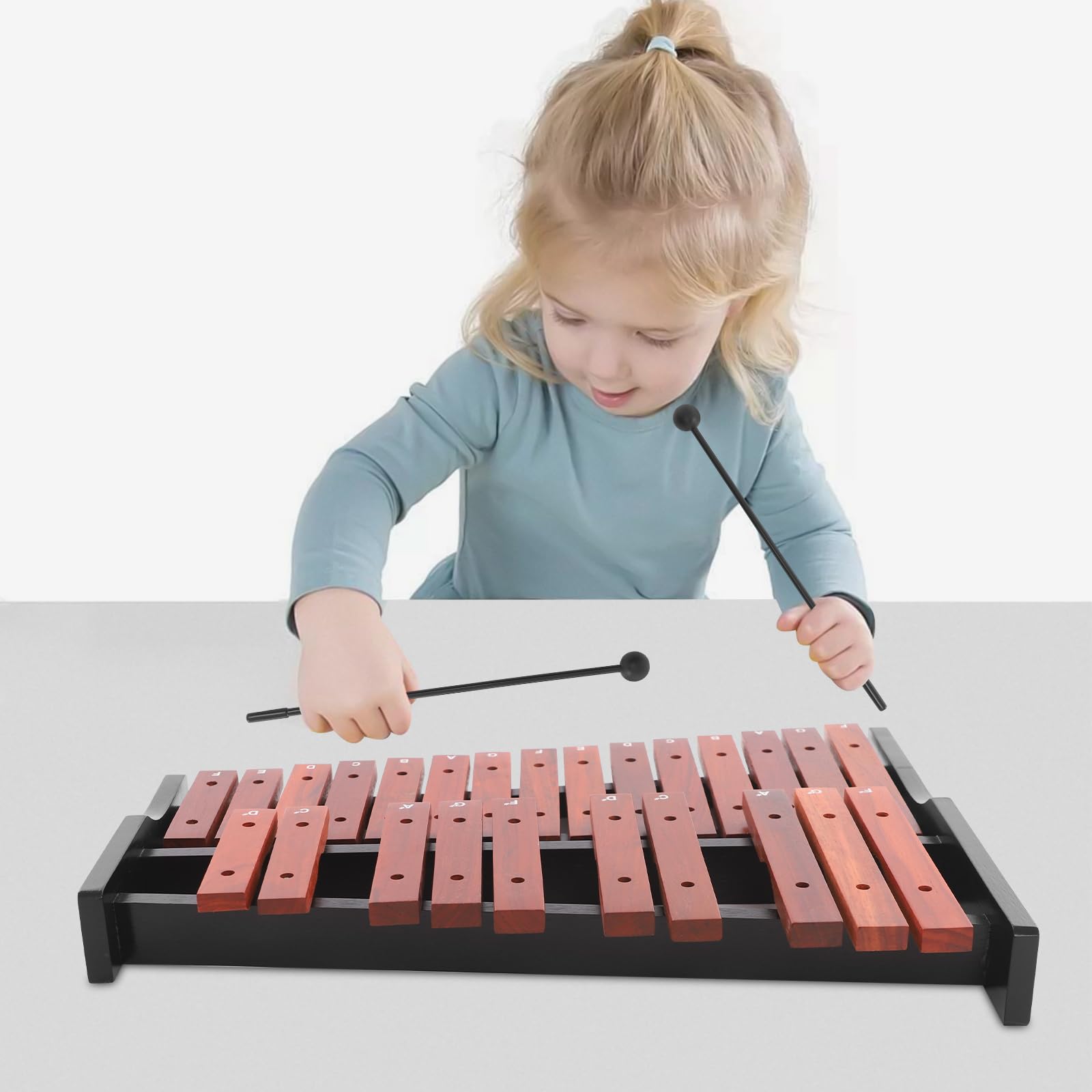 25 note xilofoni, carillon con 2 racchette e custodia per il trasporto, in legno rosso, strumento xilofono per insegnanti, bambini, adolescenti, adulti e spettacoli a nastro