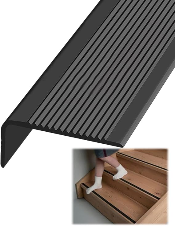 L Shape Stair Edge Protector, Rubber Stair Treads Black PVC Stair Nose