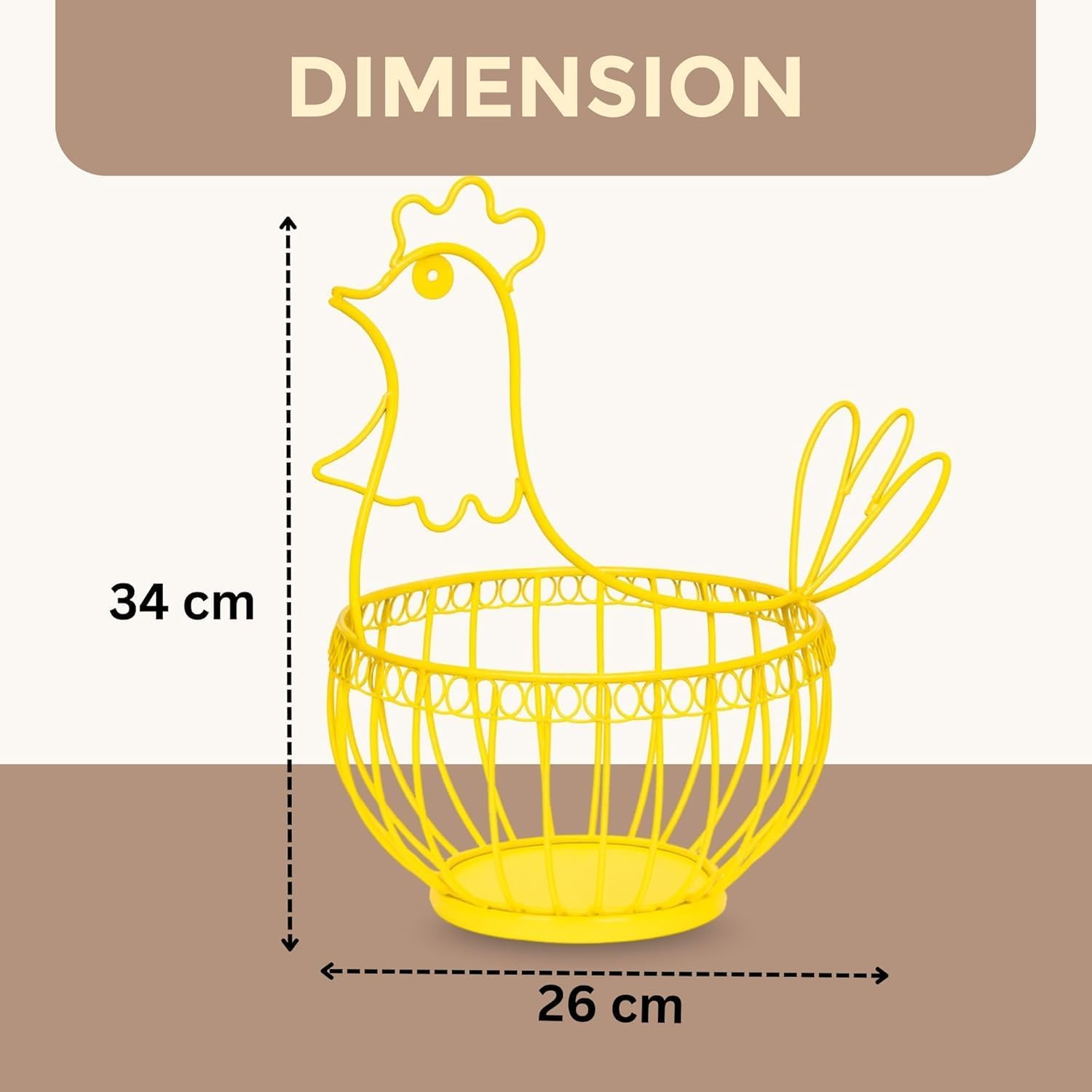 Metal Egg Basket - Hen Shape for Kitchen Storage -2