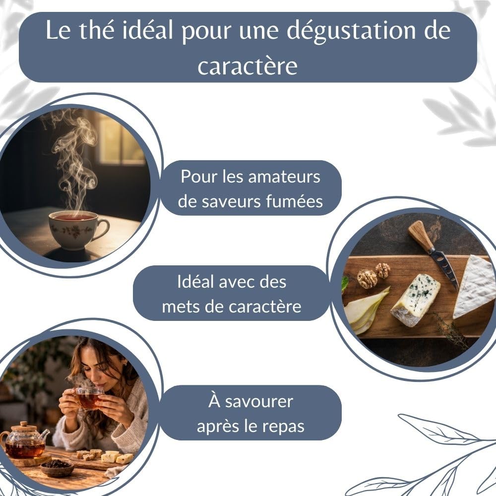 Thé Fumé Lapsang Souchong Bio - Thé Noir Vegan en Vrac, 100% Naturel, Sans OGM - Agriculture Biologique - Conditionné en France - Sachet 1 kg (500 Tasses)