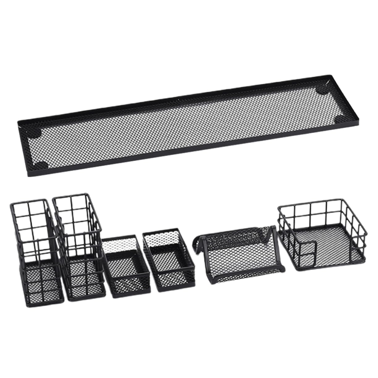 Portapenne Da Scrivania in Metallo Set 7 Pezzi, Contenitore Per Matite Grande Capacità Scomparti Separati, Organizer Multifunzione Resistente Allo Sbiadimento Per Ufficio e Casa