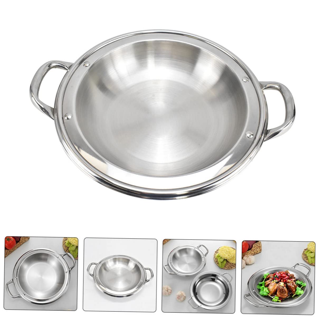 CIYODO Multi-function Paella Pan Cooking Pot Double Handles High-temperature Resistant for Seafood and Hot Pot Convenient Kitchen Supply