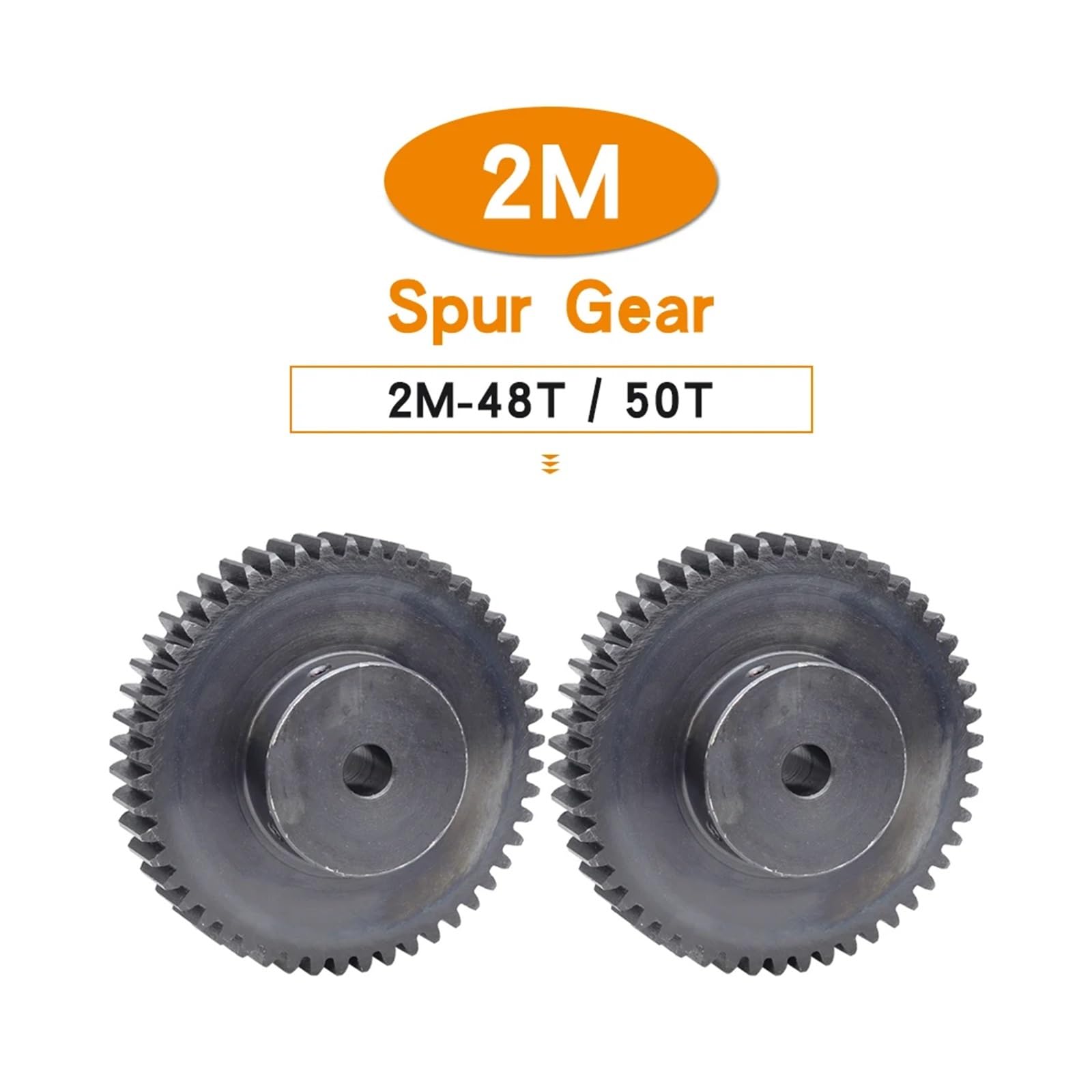 Bevel Gear Pinion Hardware Mechanical Transmission Gear 2M-48T/50T Bore Size 12mm Motor Gear Blackening Carbon Steel Teeth Height 20mm Total Height 35mm(2M-50T)