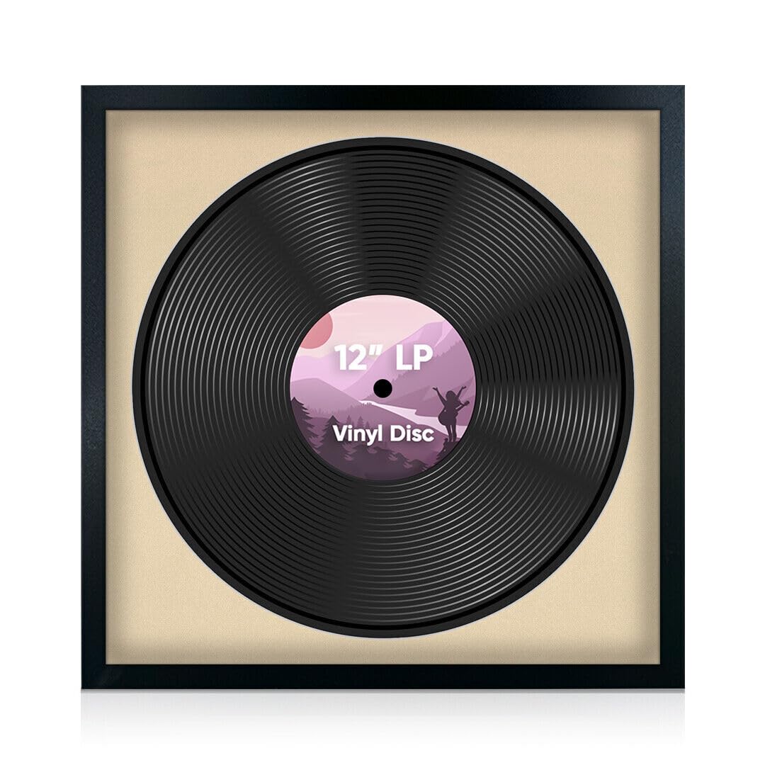 Alison Kingsgate 16×16" Vinyl Record Frame for 12 Inch LP Disc - Premium Oak Photo Frames with Ivory Mount - Engineered Wood with Shatterproof Perspex Front - Sleek Display for Music Lovers