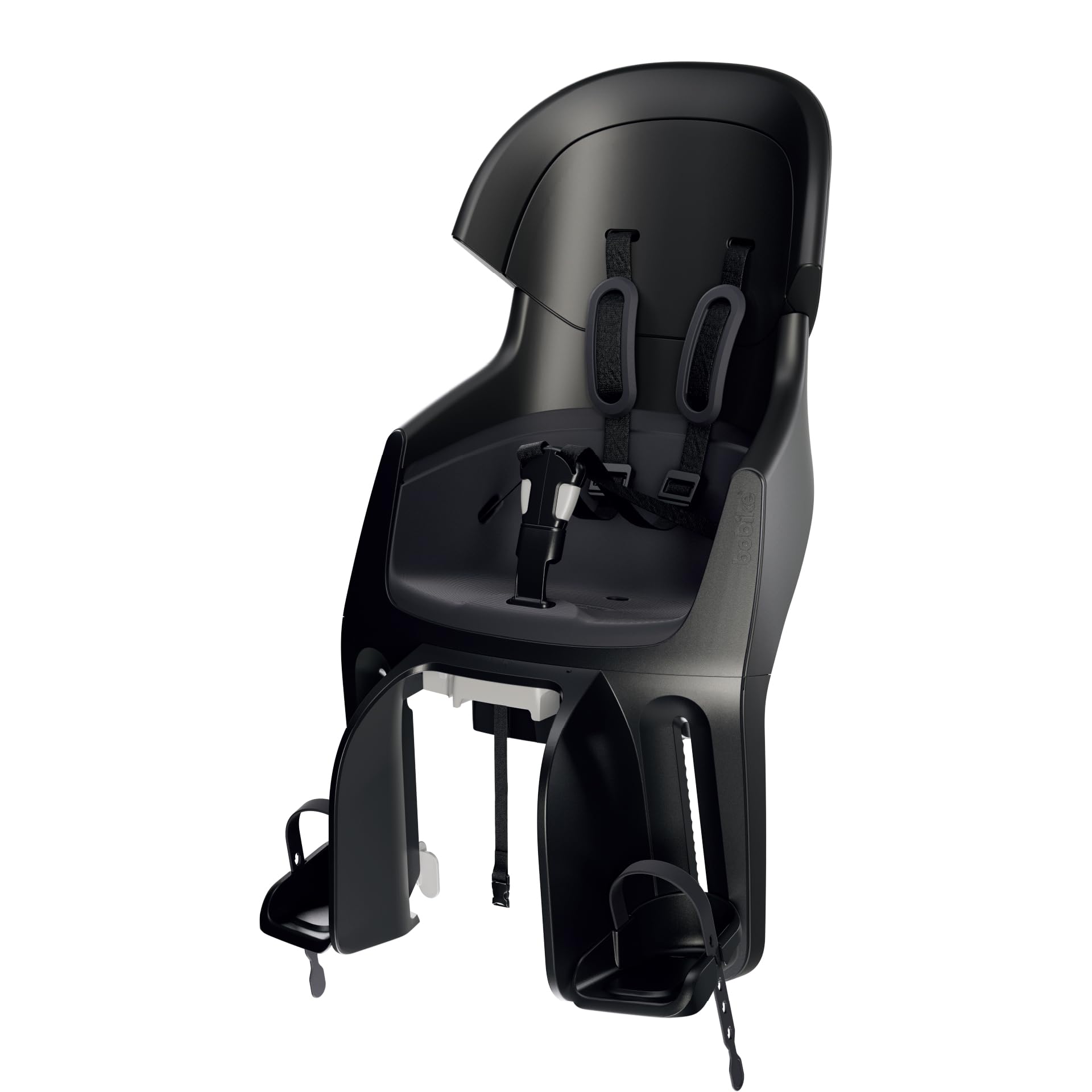 BOBIKE 8010800001 - Rear Reclinable Bicycle Child Seat Luggage Carrier EXCLUSIVE EVOLVE MAXI adjustable headrest, 5-point harness for children up to 22 kg, Urban Black