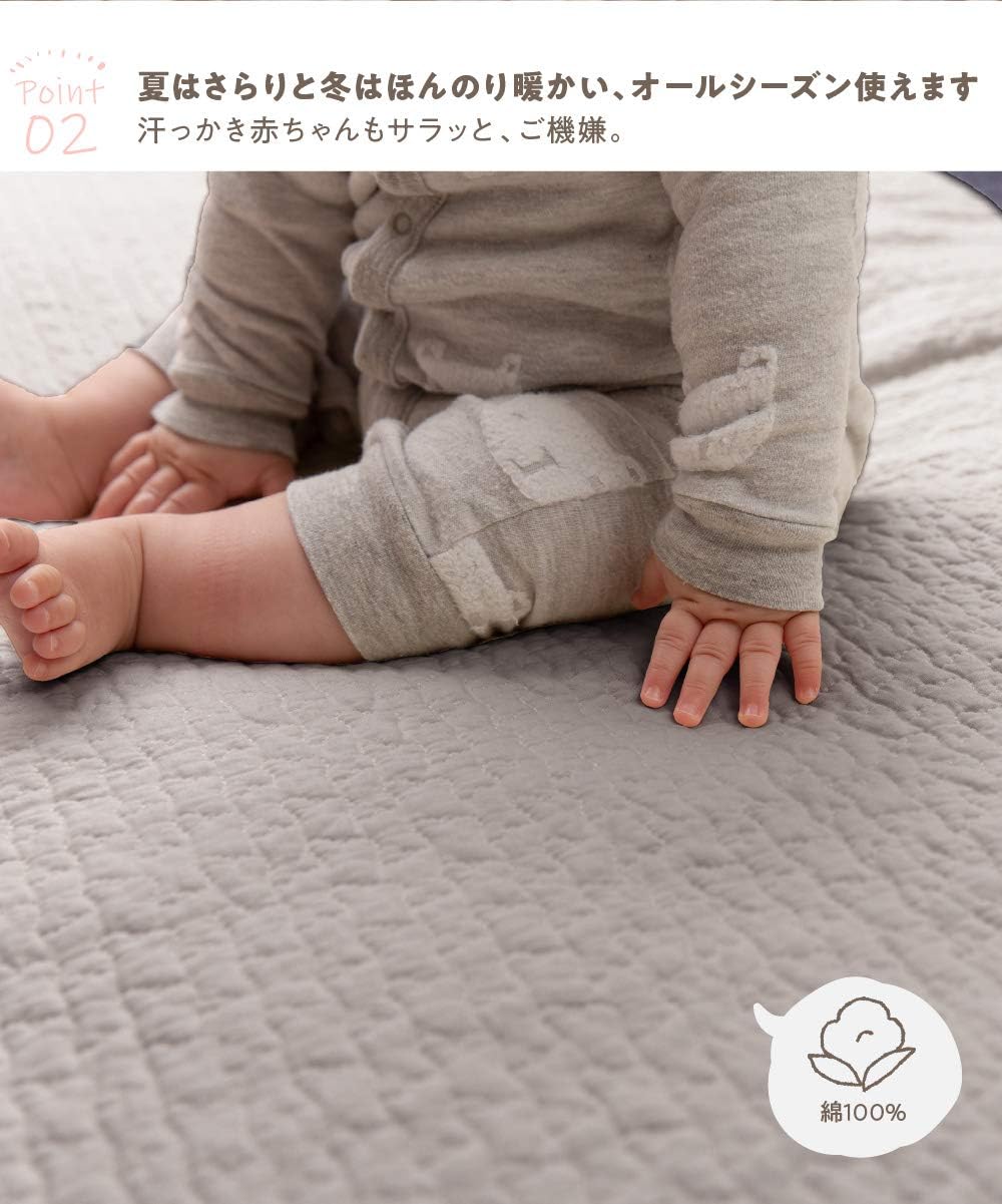 Amazon Co Jp ナイスデイ ベビーマット グレー 直径100cm Mofua モフア イブル 綿100 Cloud柄 キルト くすみ系 ラウンド型 円形 ふんわり クッション プレイマット お昼寝マット 洗える カバー式 ホーム キッチン