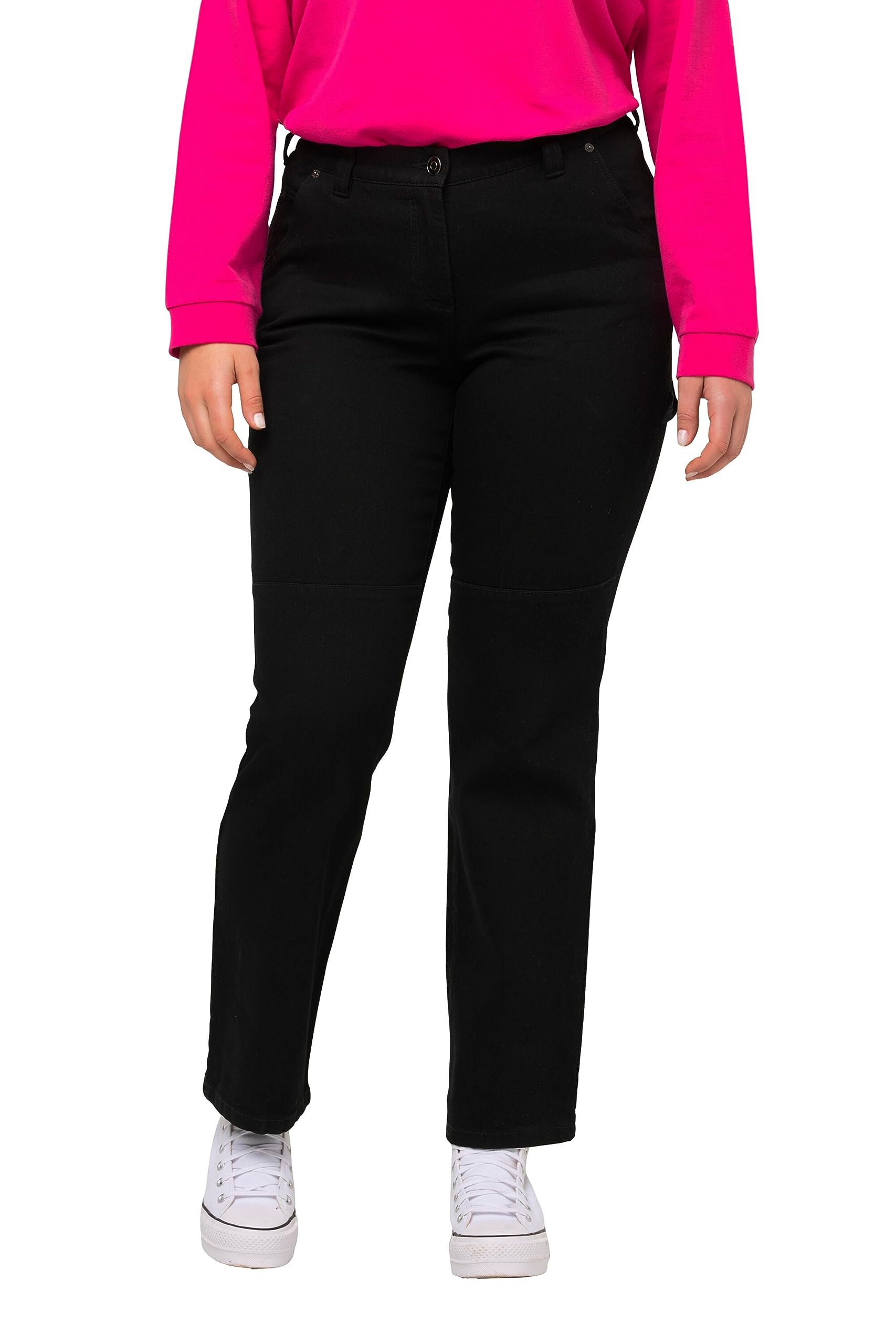 Ulla Popken, Damen, große Größen, Utility-Jeans Mandy, weites, gerades Bein, Cargotasche