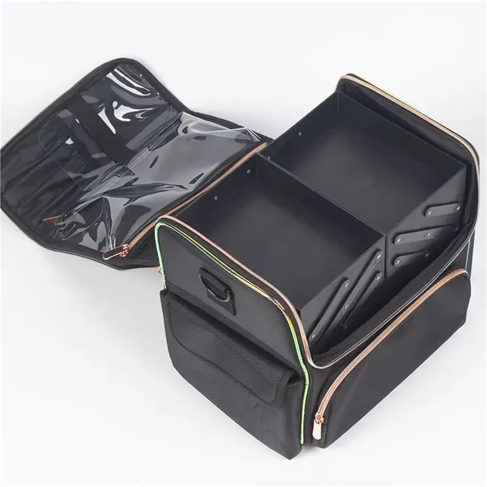 Nagellack Aufbewahrung Make-up-Box, professionelle Schönheit, Kosmetikkoffer, Make-up-Tasche, Nagel, mehrschichtiger Werkzeugkasten, Aufbewahrungsorganisator(Black A)