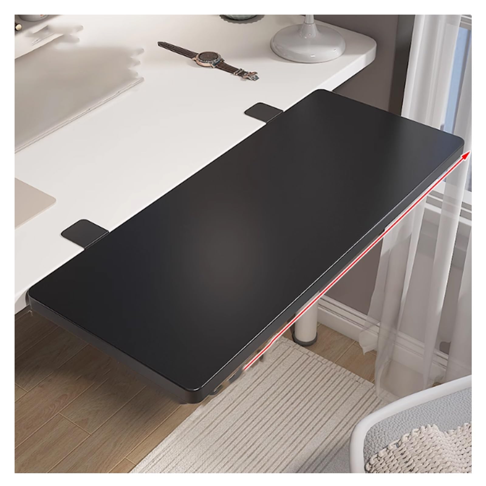 AYHARYLH Desk Extender Tray, Clamp-on Kitchen Table Extender Extension Baffle, Ergonomic Desk Extender, Computer Armrest Table Stand, Countertop Gap