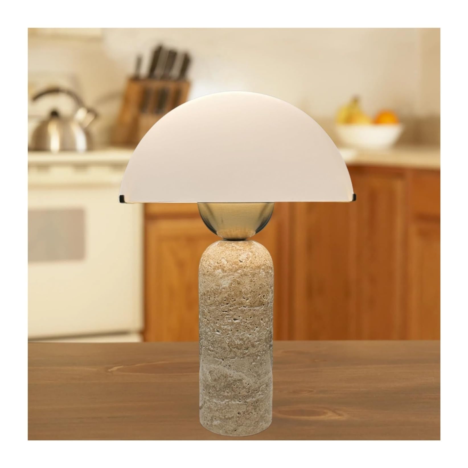 Lampada da tavolo moderna a forma di cupola, paralume in vetro smerigliato