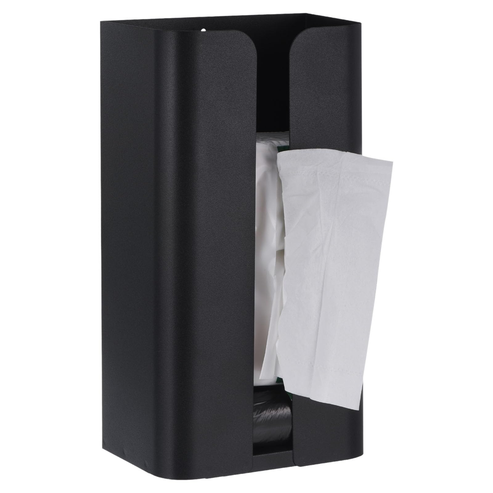 uxcell Tissue Holder with Magnetic Bottom, Tissue Box Wall Mounted Tissue Dispenser Holder for Kitchen Bathroom Countertop Black