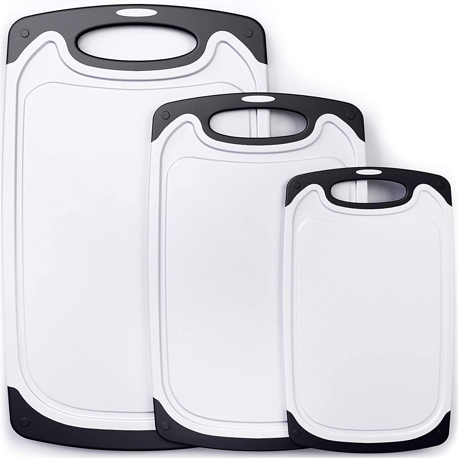 Coolchic 3PCS Kitchen Chopping Board Set - Small to Large BPA-free Cutting Non-Slip with Juice Grooves and Handles Board Kitchen Fruit Set Dishwasher Safe Cutting Board