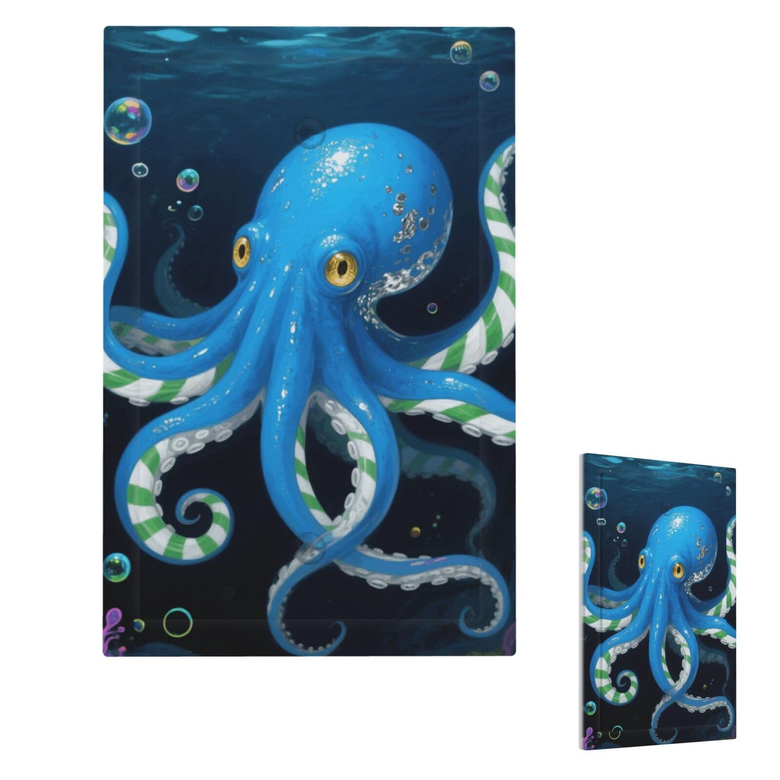Blue Octopus Wall Plate Cover Modern Decorative 1 Gang Light Switch Cover Unbreakable Receptacle Outlet Covers For Living Room Bedroom Home Decor Single Blank