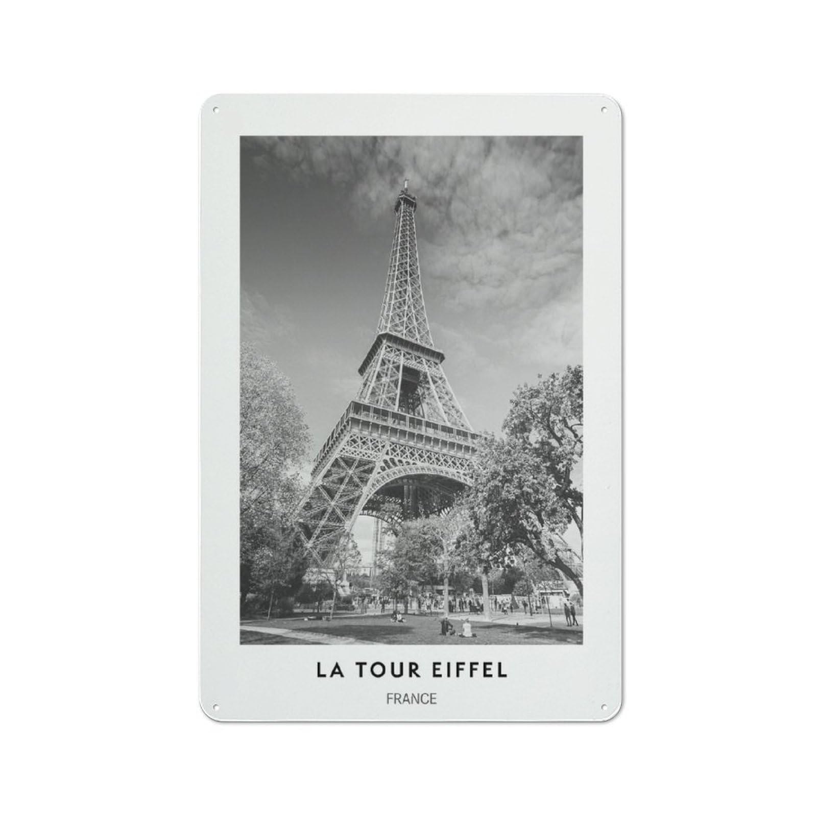 Metal Wall Plaque with Eiffel Tower Design 30x20cm, Retro Room Wall Plaque for Home, Shop, Pub Or Studio Wall