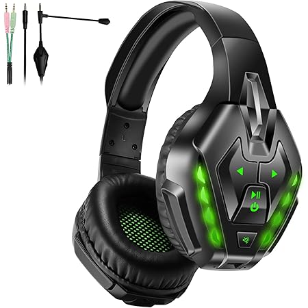 Amazon Co Jp Phoinikas ゲーミングヘッドセット Ps4 ヘッドセット マイク付き ゲーミングヘッドホン 有線 スイッチ Bluetooth ヘッドフォン Led ノイズキャンセリング Q10 緑 家電 カメラ