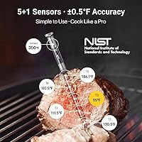 Vista 4 de ThermoMaven 3000 pies Termómetro inteligente inalámbrico para carne, rango largo Sub-1G, precisión certificada NIST de 6 sensores, 2 sondas