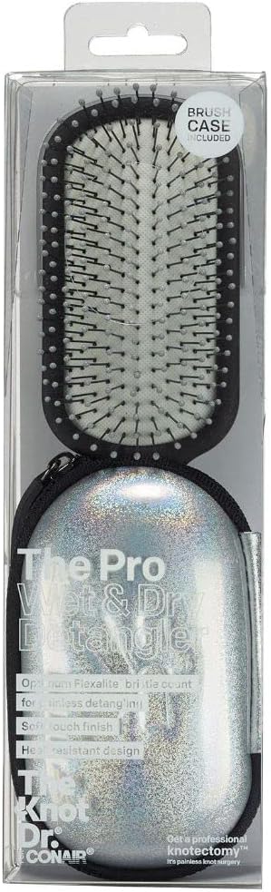The Knot Doctor for Conair Premium Pro Detangling Hairbrush for Wet or Dry Hair in Silver, 1 Count