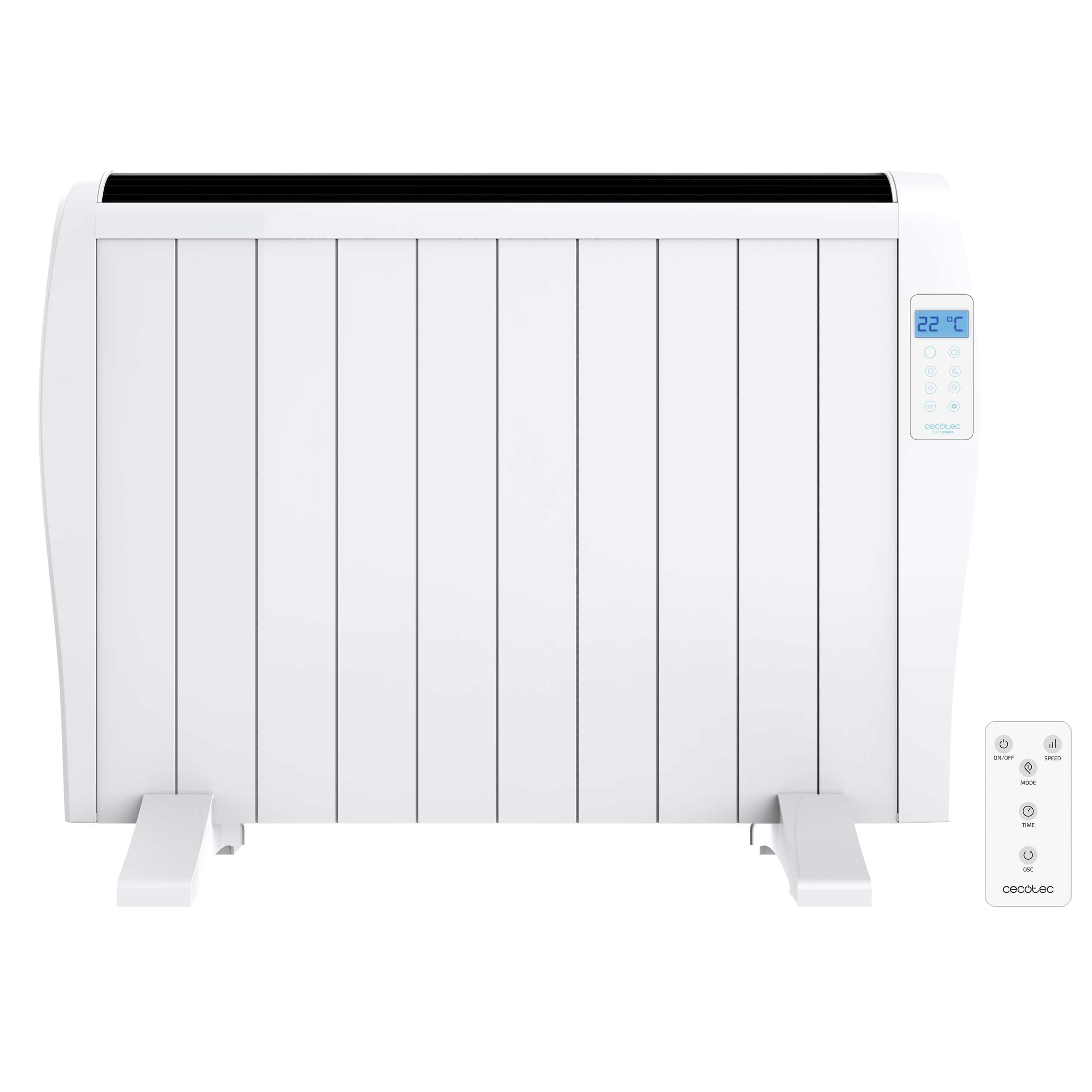 Cecotec Electric Radiator Low Consumption Ready Warm 2000 Thermal. 10 Elements, 1500W, Wall or Stand, 3 Modes, Timer, Control, LED Display, White