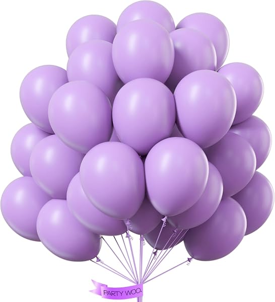 PartyWoo Lavender Balloons 100pcs Light Pastel Purple Lilac Purple Color
