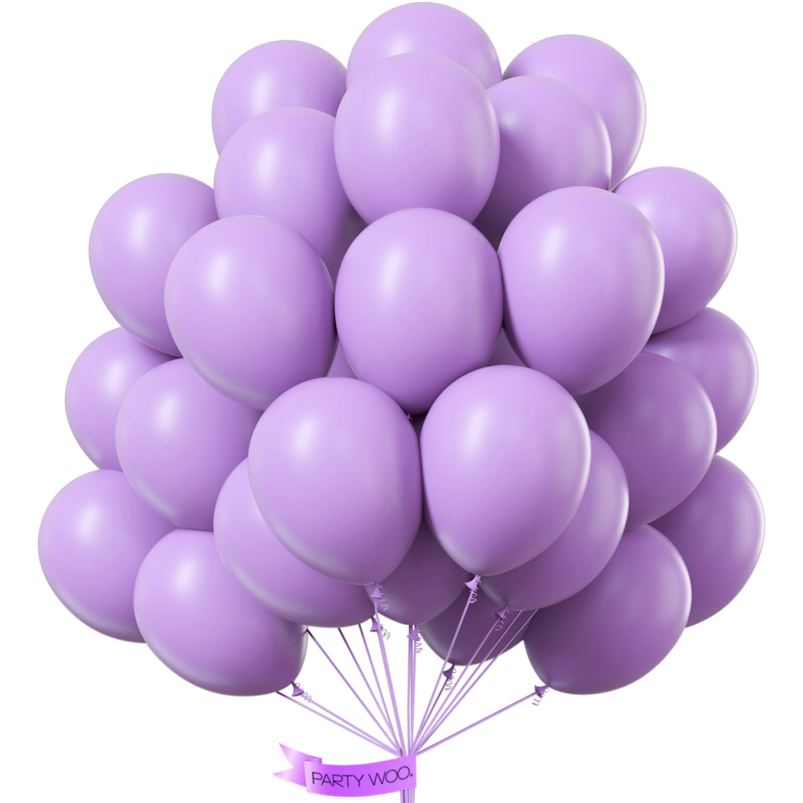 PartyWoo Lavender Balloons 100pcs 12 Inch Light Pastel Purple Lilac Purple Latex Helium Balloons for Birthday Baby Shower Graduation Wedding