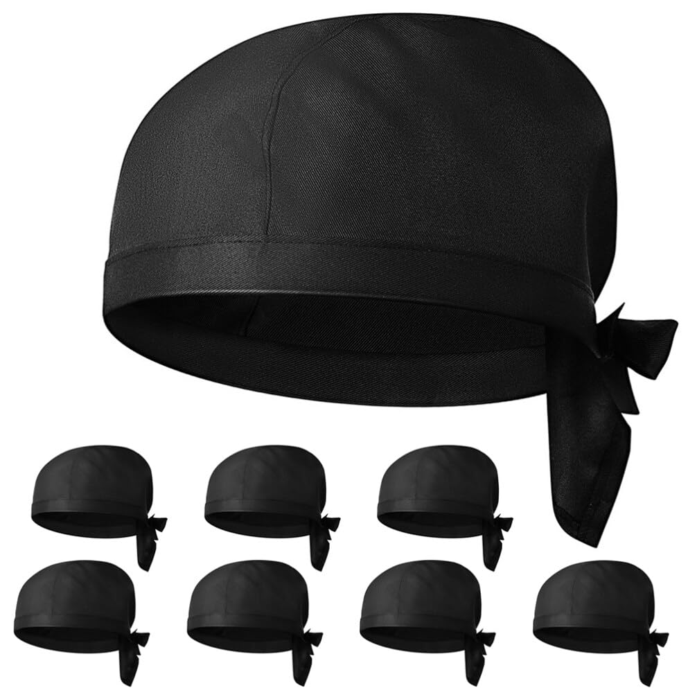 PACKOVE 8 sztuk czapek kucharskich, szpachli glazury, do ciasta, krawata, maski, czapki, czapki elastyczne, dla kobiet, czarne czapki dla mężczyzn, czarna czapka kucharska do restauracji, czapka