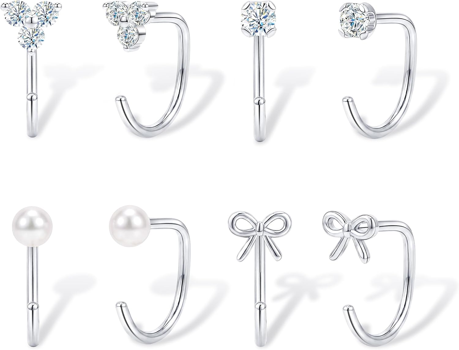 Half Hoop Huggie Earrings for Women Gold Silver Plated Ardant Backless Earrings Stay Close Poke Free Earrings for Daily Wear