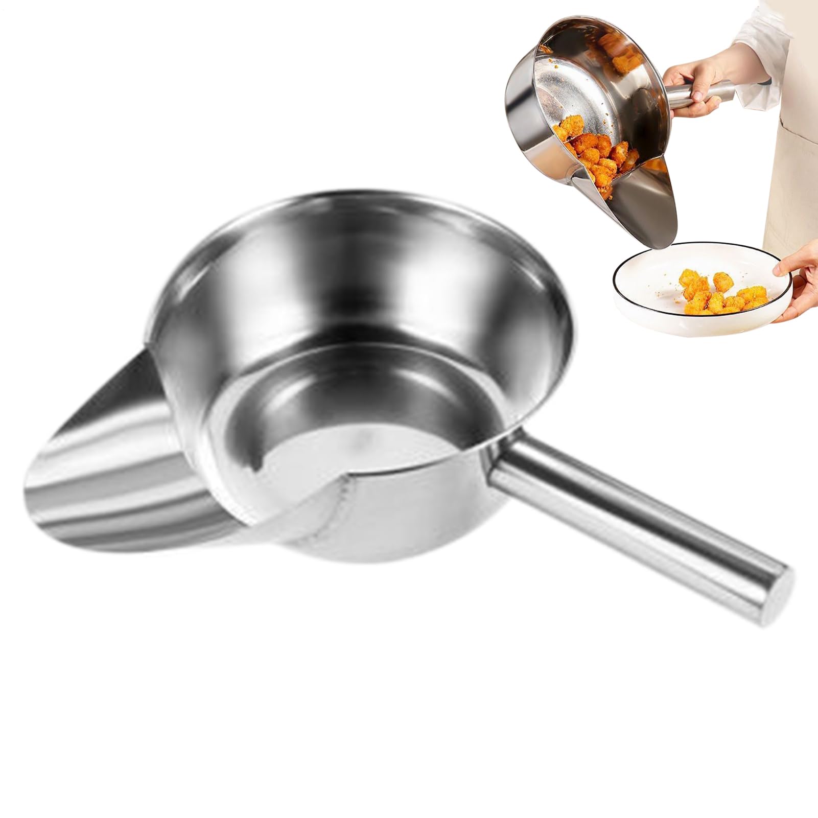 Scoop de cuisine en inox à manche ergonomique pour frites et snacks