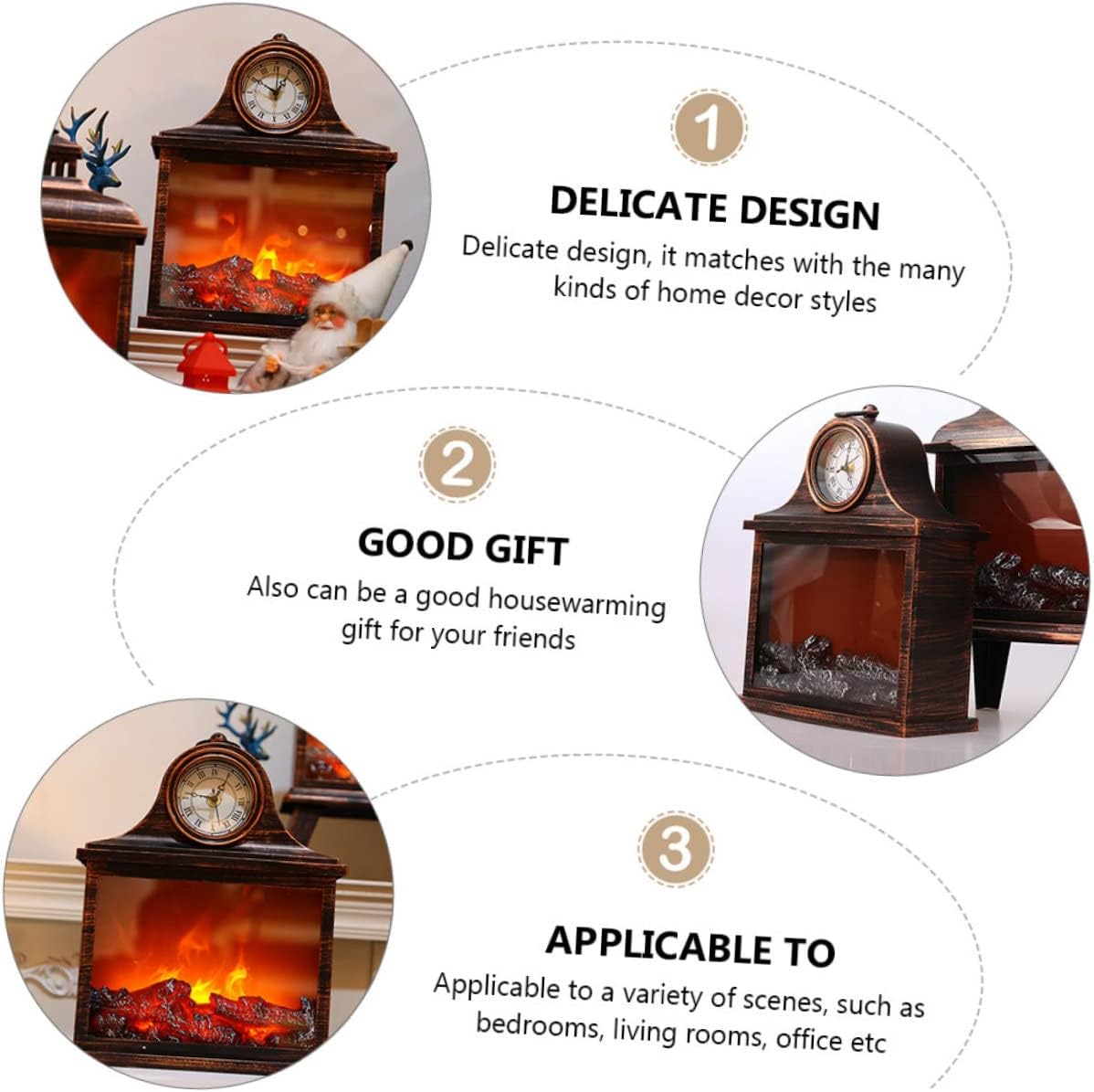 Garneck 1pc Christmas Scene Decorative Lamp Flickering Flame Effect Unique Wall Clock Ornament for Living Room for Holiday Home Decor and Festive Gatherings