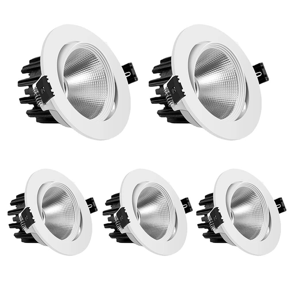 GTHTUHFD Led Multiple Gimbal Ceiling Downlight Pack Of 5,Adjustable Angle Recessed Lighting For Entryway Lamp Eyeball Ceilling Potlight 5W-30W Bull'S Eye Light,7w-4000k