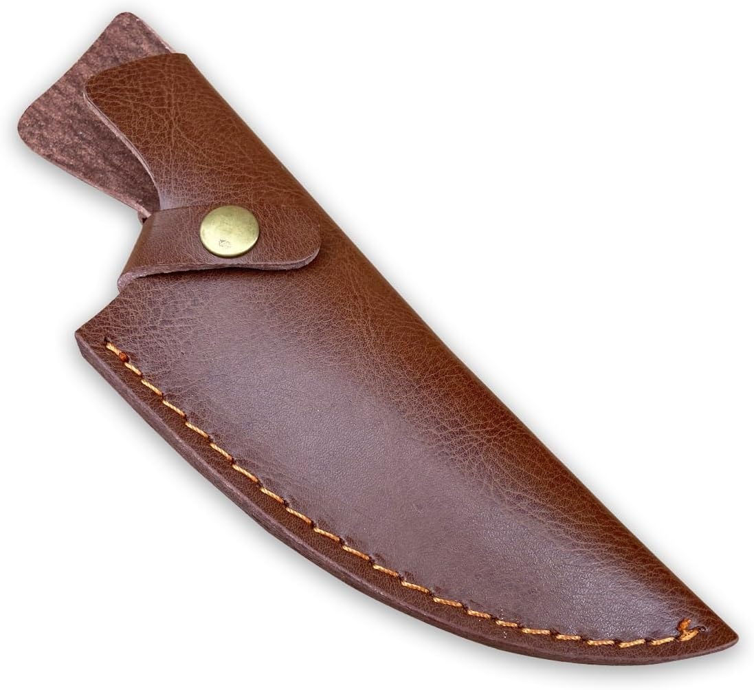 1PC Leather Knife Sheath for Belt, with Snap Closure, 9.69inch Protective Case, Fits for Outdoor Camping and Hiking