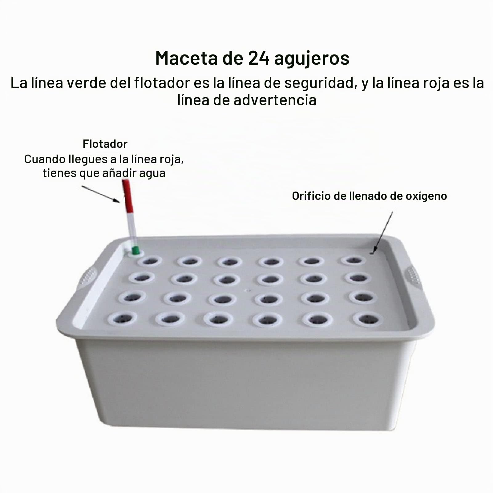 Kit Completo de Cultivo Hidropónico, 24 Sitios, Gris, con Temporizador Automático y Bomba de Aire para Oxigenación