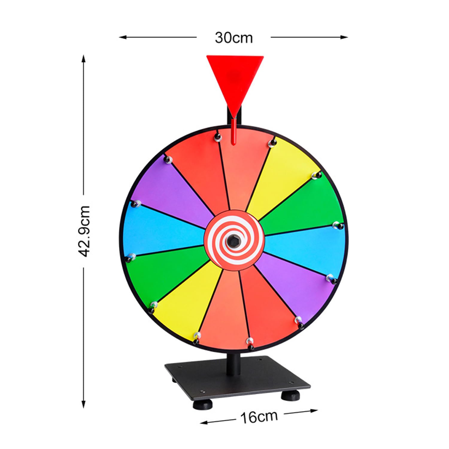 LIENE Glücksrad, Roulette-Spielset mit Drehrad, 30 cm Großer Drehteller, Löschbares Glücksradspiel mit Sockel, Bearbeitbare Felder, Inklusive Whiteboard-Radierer + Marker
