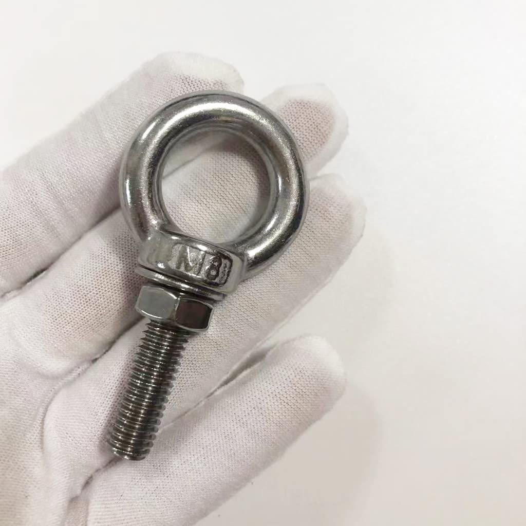 Shoulder Eye Bolt, 4 Pack M8 Stainless Steel Eye Bolts 1.2" Heavy Duty EyeBolts Screws in Eye Hooks with Washer and Nuts Ring Eyebolt Thread Length 30mm