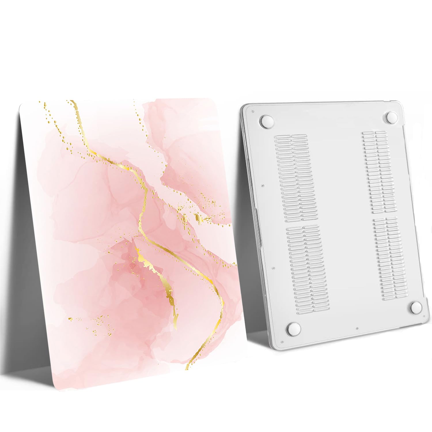 Custodia per Nuovo Macbook Air 13 pollici 2020 2019 2018 Pubblicazione Modello A1932 A2179 A2337 M1 con display Retina e Touch ID, Copertina Plastica Protettiva e Tastiera Cover, Marmo rosa