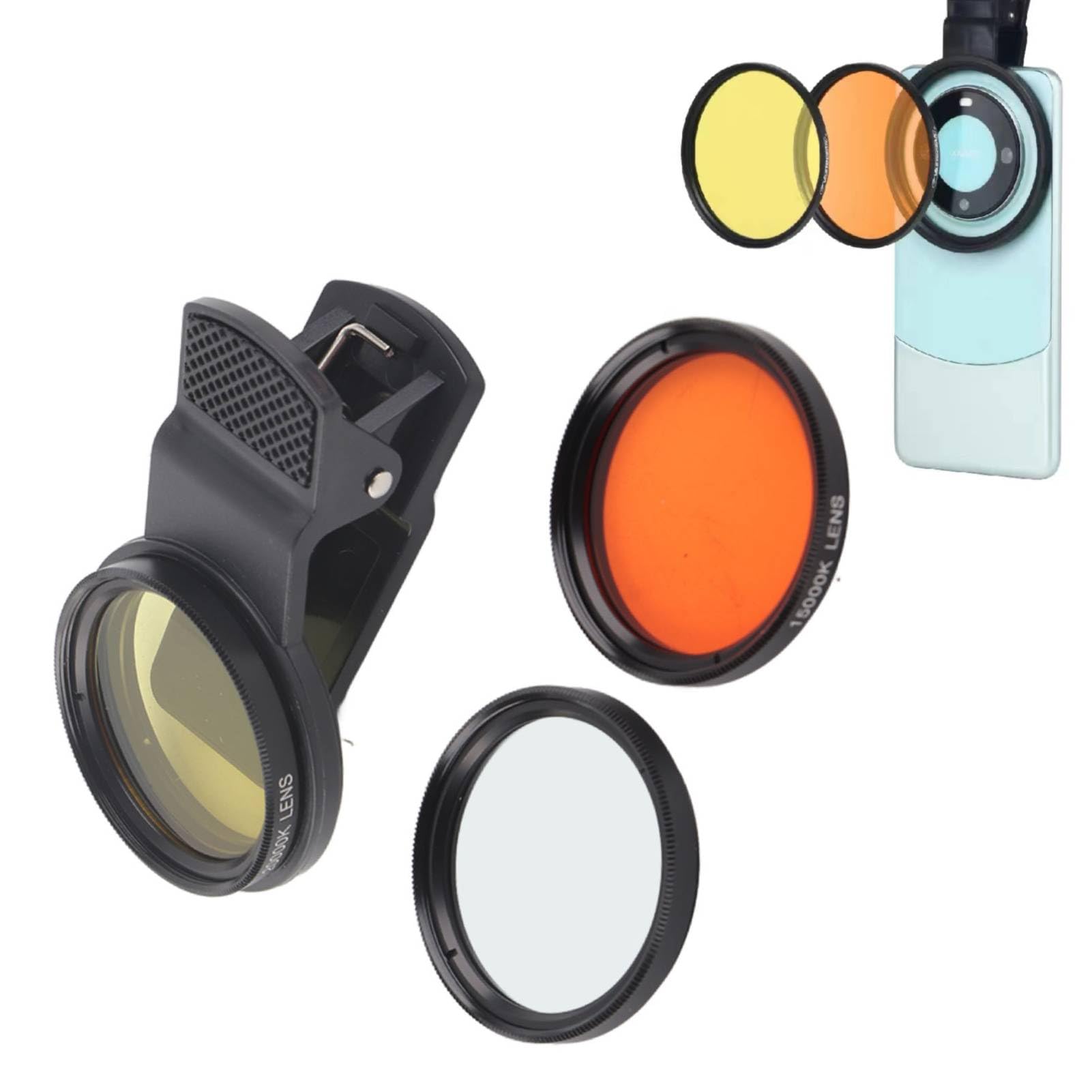 Lenti per Cellulare, Set di filtri per Lenti HD Clip-on Giallo Arancione Lenti per Vista Macro Acqua di Mare Acquario Cilindro di Corallo Kit di Lenti per Fotografia Subacquea con Filtro Macro