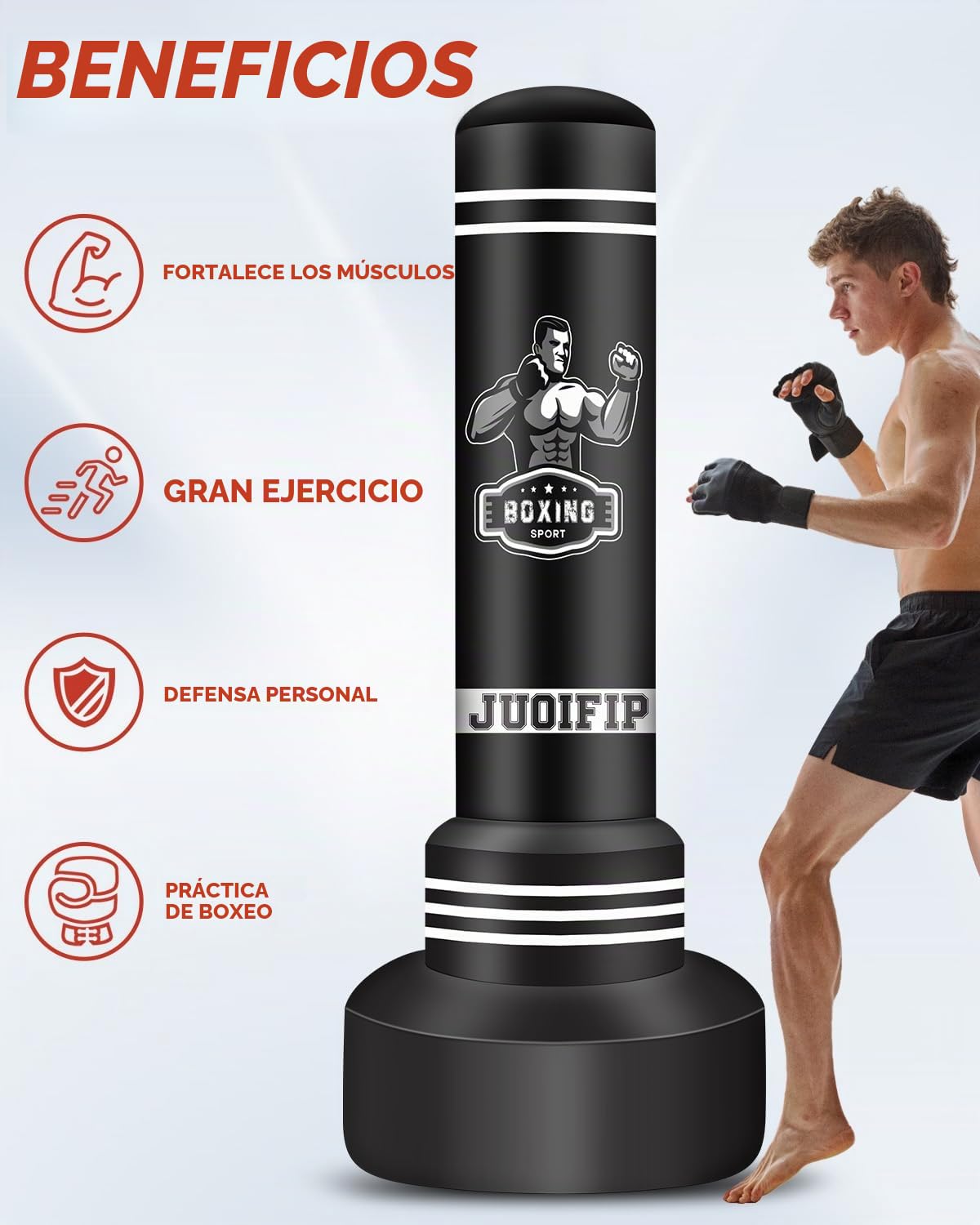 NZQXJXZ 175cm Pesado Saco de Boxeo Adultos, Freestanding Saco de Boxeo Inflable Kickboxing Bolsa para Entrenamiento MMA Muay Thai Fitness