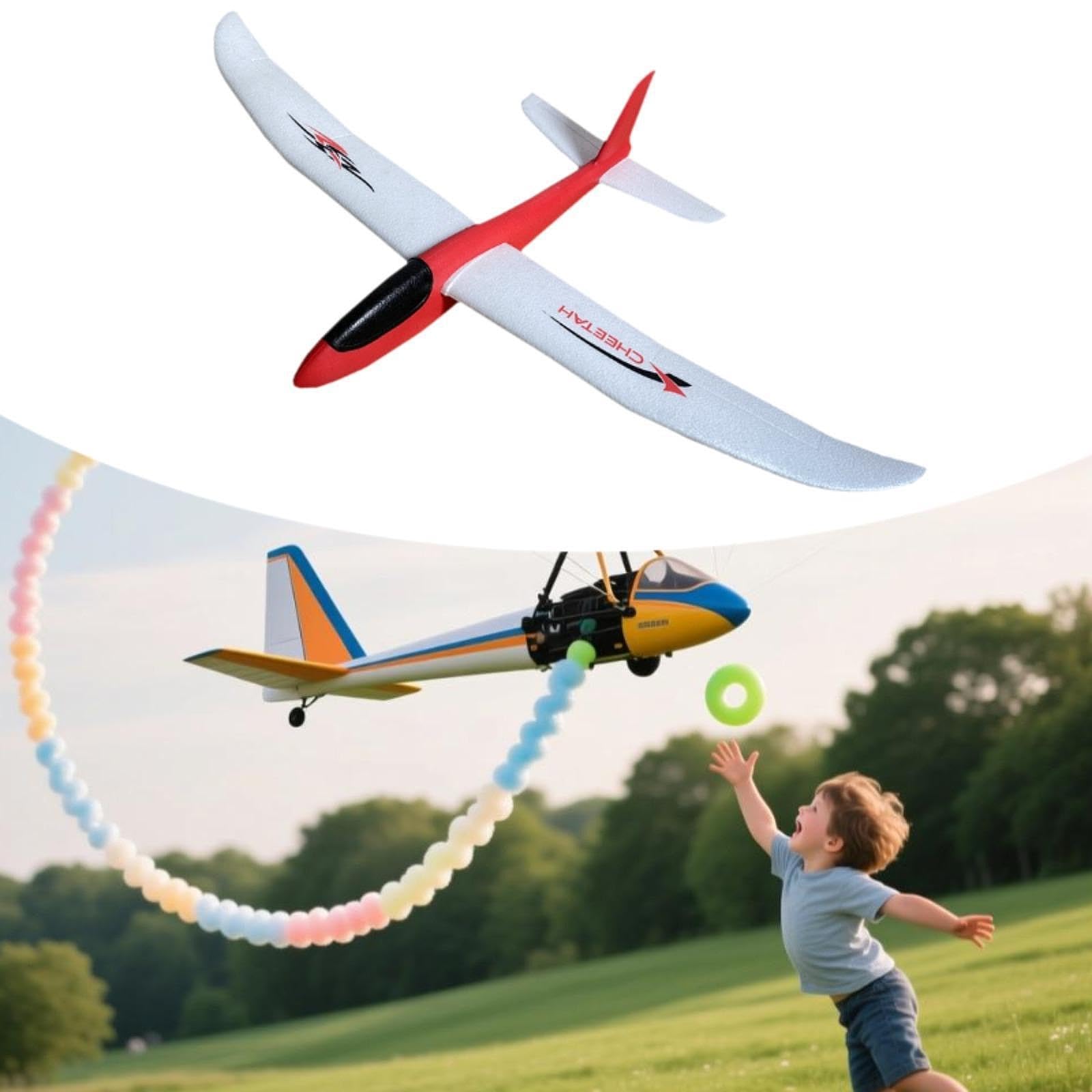 Avión de Juguete Planeador de Espuma Lanzamiento Manual Gran Aerodinámica Flexibilidad Juego Infantil Apto para Fiestas Cumpleaños Viajes Exterior, Rojo