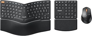 ProtoArc EKM04 Clavier Souris Ergonomique, 2.4GHz Ensembles Ergo Clavier et Souris sans Fil, Pavé Numérique Séparé, Design Split, Repose-Poignet, Rechargeable, pour Bureau, PC, Portable, Windows