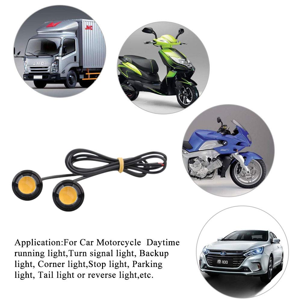 6 szt. Żółte 18mm Eagle Eye LED mocne 9W światła do jazdy dziennej 12V wodoodporne na samochód i motocykl, światła przeciwmgielne, światła cofania, światła wskaźnikowe