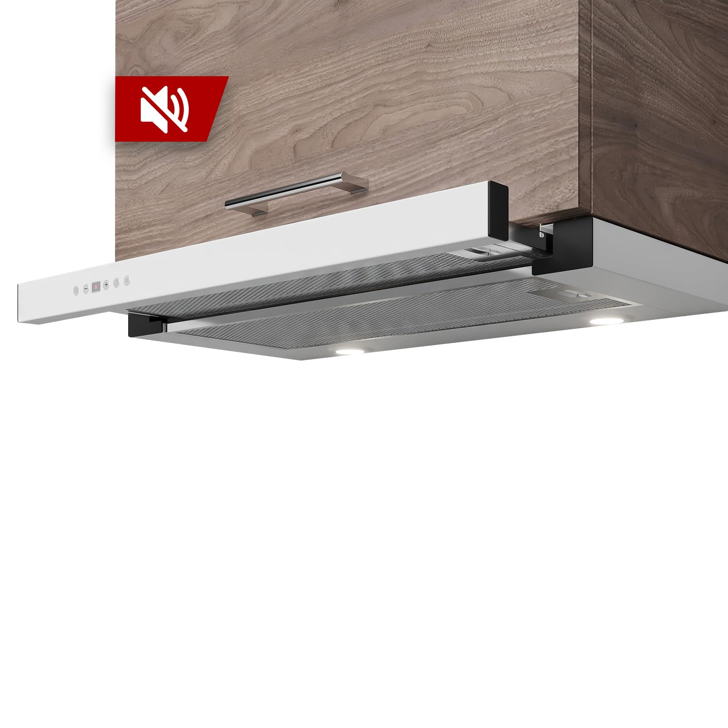 KÜGERR patentierte Leisetechnologie | A100S60UP1G | 60cm leise Flachschirmhaube | ab 40 dB | Abluft - Umluft | 2 Jahre Garantie | Edelstahl | LED