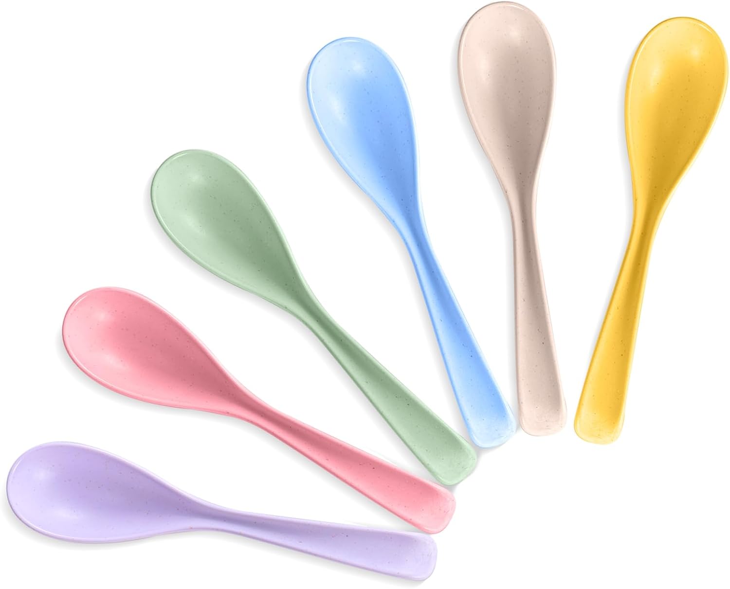 Wheat Straw Soup Spoons, Long Ramen Spoons, Asian Soup Spoon Wheat Straw Utensils for Noodle Pho Dumpling Wonton Cereal (6PCS)