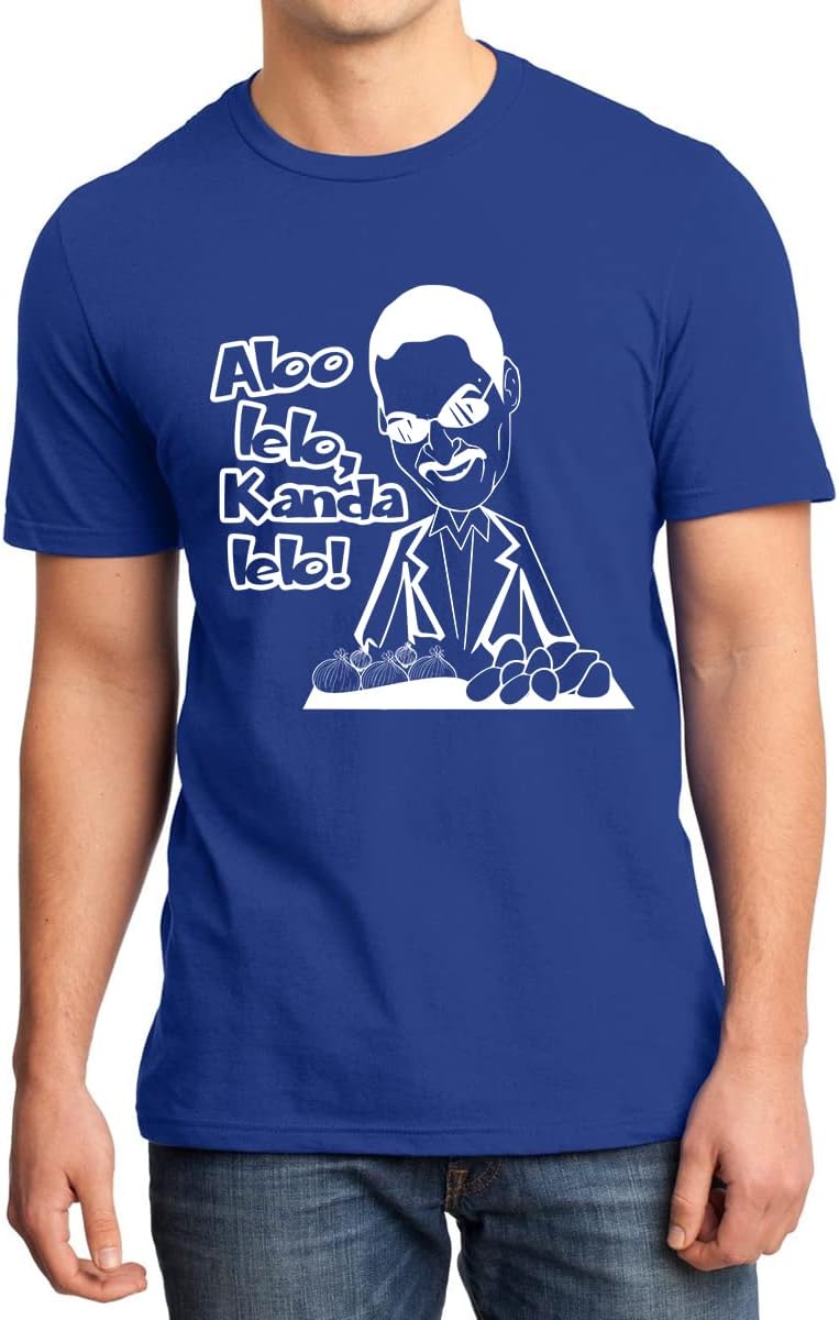 Caseria Men's Round Neck Cotton Half Sleeved T-Shirt with Printed Graphics - Aloo Lelo Kanda Lelo!