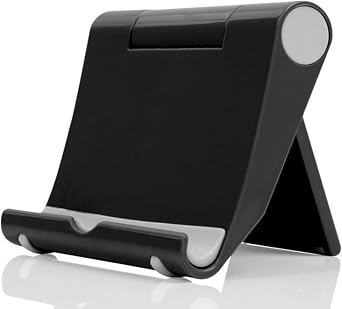 Cell Phone Multi-Angle Stand Holder Mount Cradle Organizer Charger Station Tablet Desktop Bed Office School Kitchen Travel Foldable Portable Adjustable Universal Smartphones Black