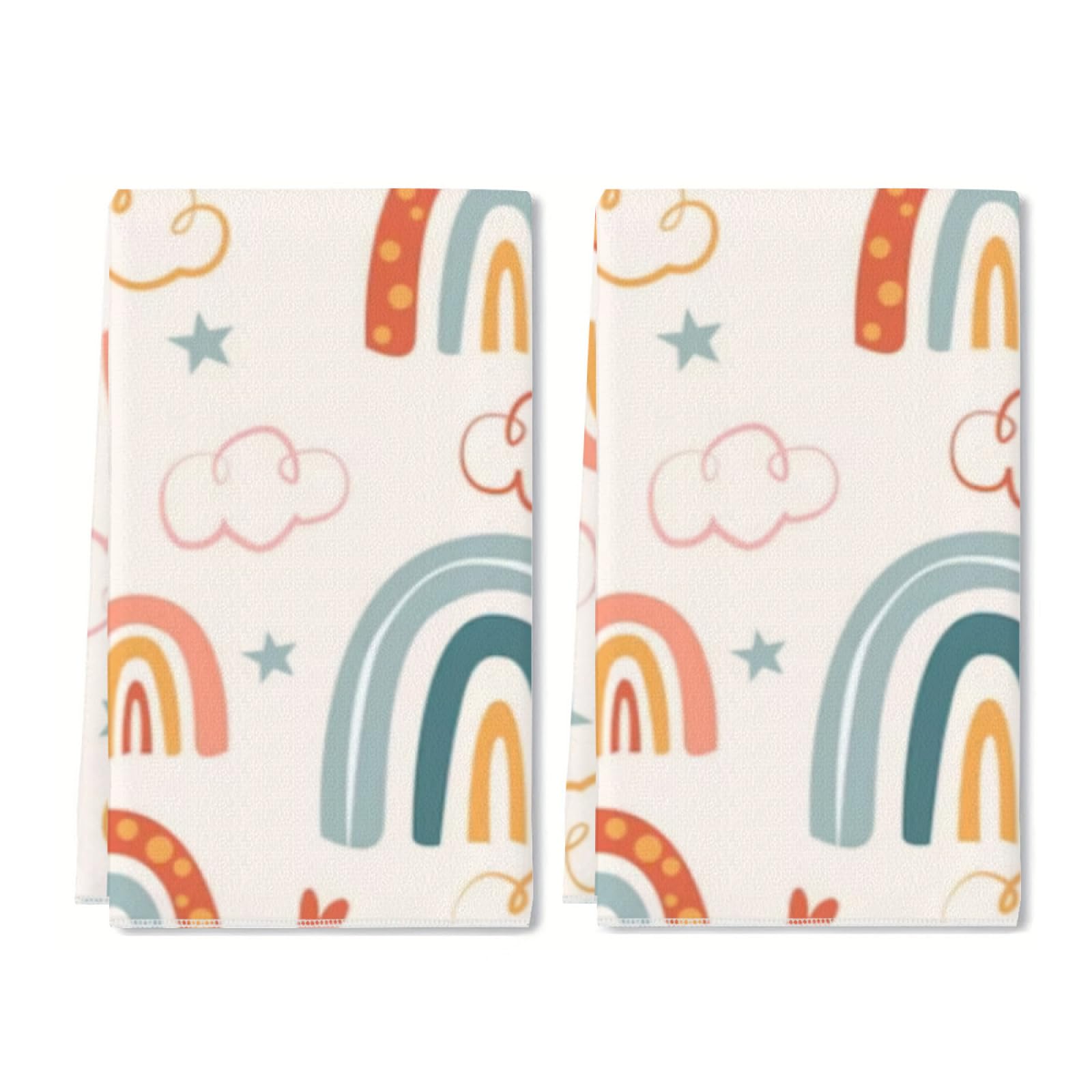 Horienteeon Rainbow Kichen Towels Boho Stars Cloud Tea Towels For Kitchen 16x24 Inch Tea Towels, Dish Towels For Kitchen, Quick Drying Kitchen Towel Set
