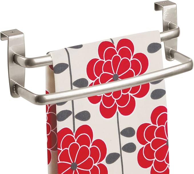 mDesign Tea Towel Holder Over Door Towel Rail with No Drilling